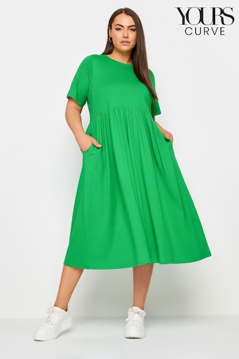 Yours Curve Green Pure Cotton Midaxi Dress (W37446) | £29