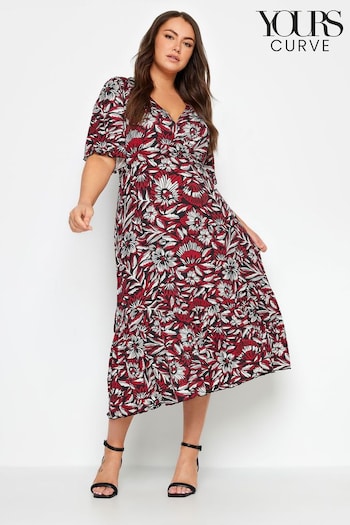 Yours Curve Red Angel Sleeve Midi Dress (W55961) | £37