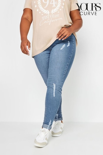 Yours Curve Light Blue Grace Cropped Turn Up Jeggings (W61121) | £29