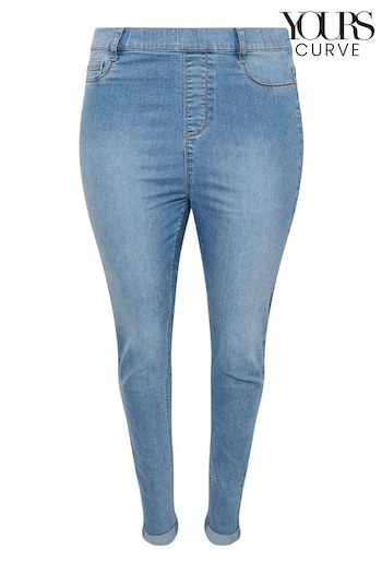 Yours Curve Blue Grace Cropped Turn Up Jeggings (W68942) | £29