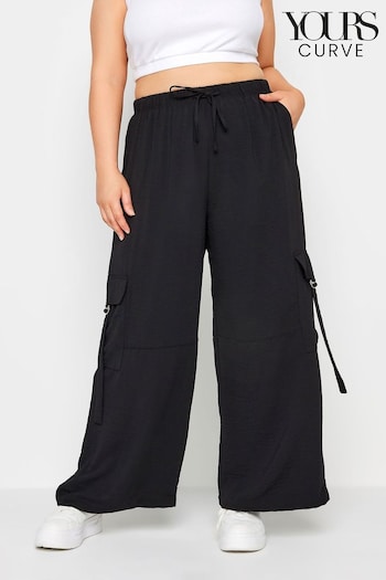 Yours Curve Black Twill Cargo trousers fendus (W69695) | £29