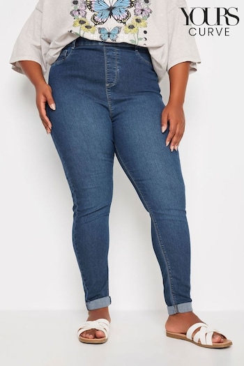 Yours Curve Blue Grace Cropped Turn Up Jeggings (W75485) | £29