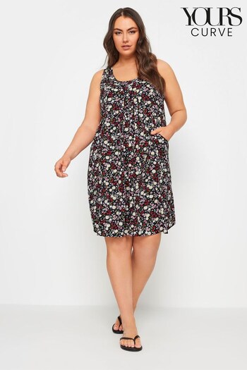 Yours Curve Black Floral Ditsy Pocket Dress (W89763) | £29