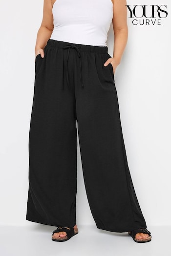 Yours Curve Black Twill Wide Leg Trousers (W94880) | £26