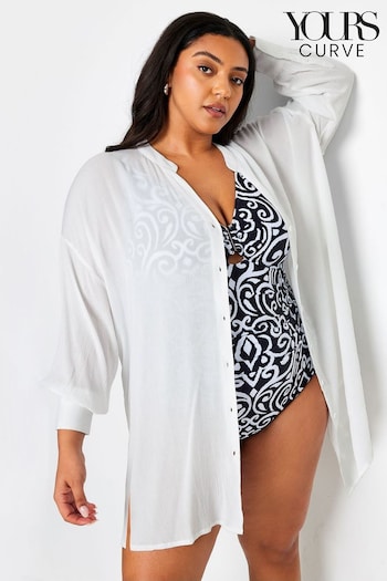 Yours Curve White Beach Shirt (Y73472) | £26