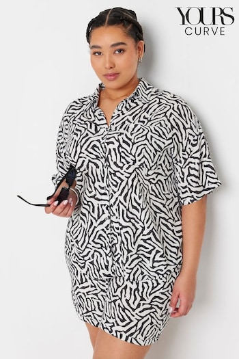 Yours Curve Black LIMITED COLLECTION Zebra Print Crinkle Shirt (Y94626) | £24