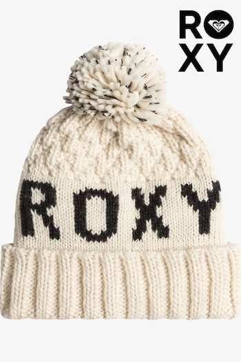 Roxy Cream Tonic Logo Knitted Pom Beanie Hat (Y95507) | £40