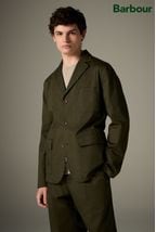 Barbour® Olive Green Slim Fit Herringbone Suit Jacket