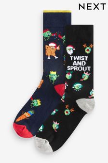 Twist and Sprout Pattern 2 Pack Christmas Novelty Socks (100084) | €4.50