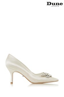Escarpins Dune London Bels en satin ivoire ornés avec découpe en V