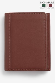 Tan Brown Signature Italian Leather Extra Capacity Trifold Wallet (100505) | $39