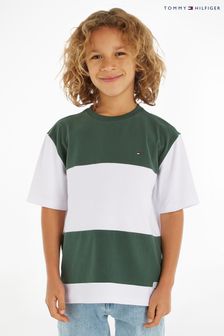 Zielona koszulka chłopięca Tommy Hilfiger z blokami kolorów (100551) | 82 zł - 92 zł