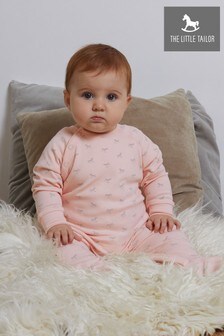 Pijama întreagă din jerseu cu imprimeu căluț balansoarThe Little Tailor roz (100748) | 100 LEI