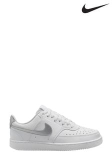 Nike White/Silver Court Vision Low Trainers (100813) | €104