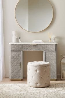 Light Grey Valencia Marble Mango Wood Space Saving Storage Dressing Table (101754) | €1,100