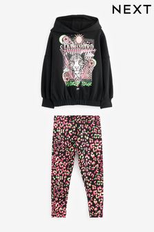 Black Leopard Graphic Hoodie With Leggings Set (3-16yrs) (102016) | €12.50 - €14.50
