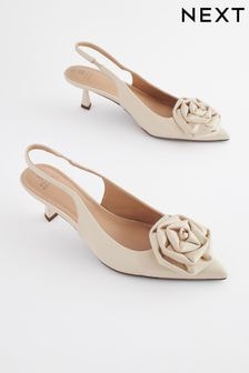 Bone Standard/Wide Fit Forever Comfort® Patent Corsage Slingback Kitten Heels (102633) | $55