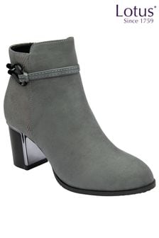 Lotus Grey Leather Ankle Boots (103713) | $103