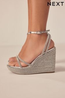 Silver Forever Comfort® Jewel Bling Wedges Heels (103772) | $98