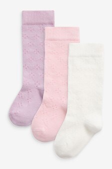 Lot de 3 paires de chaussettes montantes en maille pointelle (Enfant)