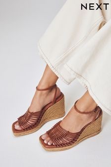 Tan Brown Forever Comfort® Square Toe Espadrille Wedges (103867) | $68