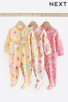 Baby Floral Sleepsuit 3 Pack (0mths-2yrs)