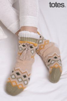 Totes Natural Ladies Fair Isle Slipper Socks (104345) | AED40