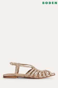 Boden Gold Tone Woven Multi-strap Flat Sandals (104523) | €72