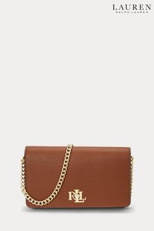 Светло-коричневый - Lauren Ralph Lauren Chain Crossbody Leather Bag (104622) | €237