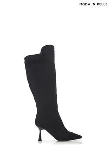 Moda In Pelle Ursa Pointed Toe Square Base Heeed Black Long Boots (105896) | ‏950 ‏₪