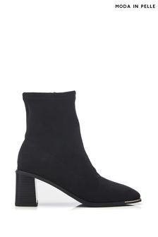 Moda in Pelle Loni Square Toe Block Heeled Black Boots With Metal Toe Rand (106007) | SGD 269