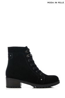 Moda in Pelle Batilda Cleated Lace up Hiker Black Boots