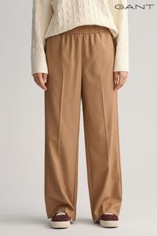 Бежевые свободные широкие брюки с поясом на резинке Gant (106172) | €88