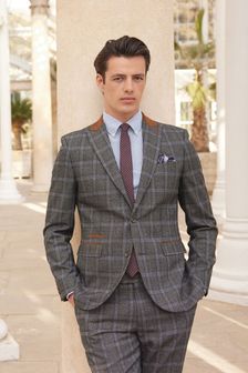 Grey Slim Fit Check Suit: Jacket (106455) | €36