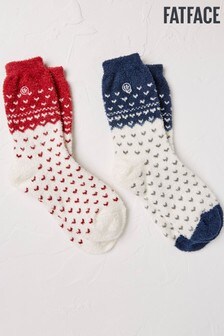Lot de deux paires de chaussettes FatFace Fluvia imprimé jacquard