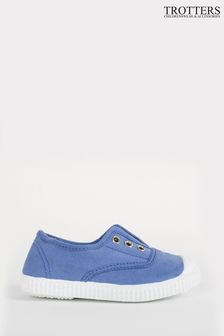 Trotters London Blue Cornflower Plum Canvas Shoes