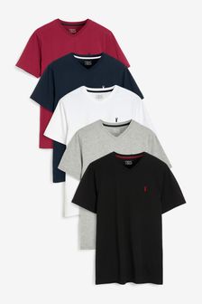 Burgundy Mix V-Neck T-Shirts 5 Pack (107009) | $55