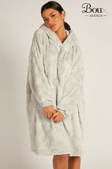 Boux Avenue Grey Heart Embossed Cosy Supersoft Blanket Hoodie (107364) | 159 SAR
