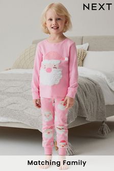 Pink/White Santa - Matching Family Girls Christmas Pyjamas (9mths-12yrs) (107838) | DKK140 - DKK195