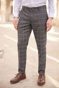 Grey Slim Fit Check Suit: Trousers (108526) | 21 €