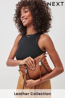 Tan Brown Leather Zip Cross-Body Bag (109581) | 28 €