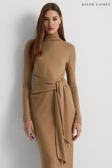 Lauren Ralph Lauren Natural Tie Front Turtleneck Sweater Dress (109639) | 595 zł