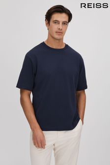 Reiss Eclipse Blue Tate Oversized Garment Dye T-Shirt (110103) | 353 QAR
