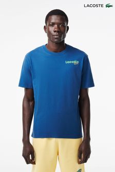 Albastru - Lacoste Pastel Graphic Back Print T-shirt (110228) | 418 LEI