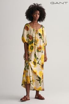 Gant Kleid mit Raffung und Sonnenblumenprint, Gelb (110356) | 141 €