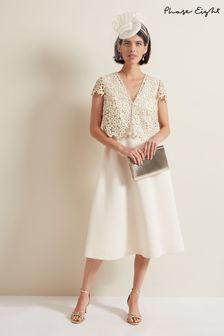 Phase Eight Cream Maxine Lace Fit and Flare Dress (110988) | ₪ 850