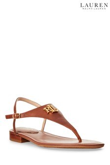Sandales plates Lauren Ralph Lauren® Ellington en cuir à logo monogramme