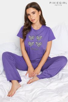 PixieGirl Petite Purple Wild Night In Wide Leg Pyjamas Set (111355) | LEI 131