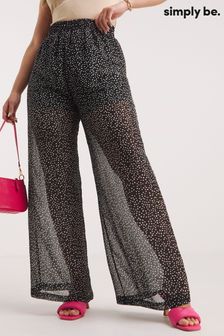 Черные шифоновые брюки в горошек с широкими штанинами Simply Be (112649) | €19
