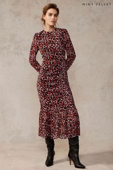 Mint Velvet Red Sasha Print Ruched Midi Dress (113475) | €83